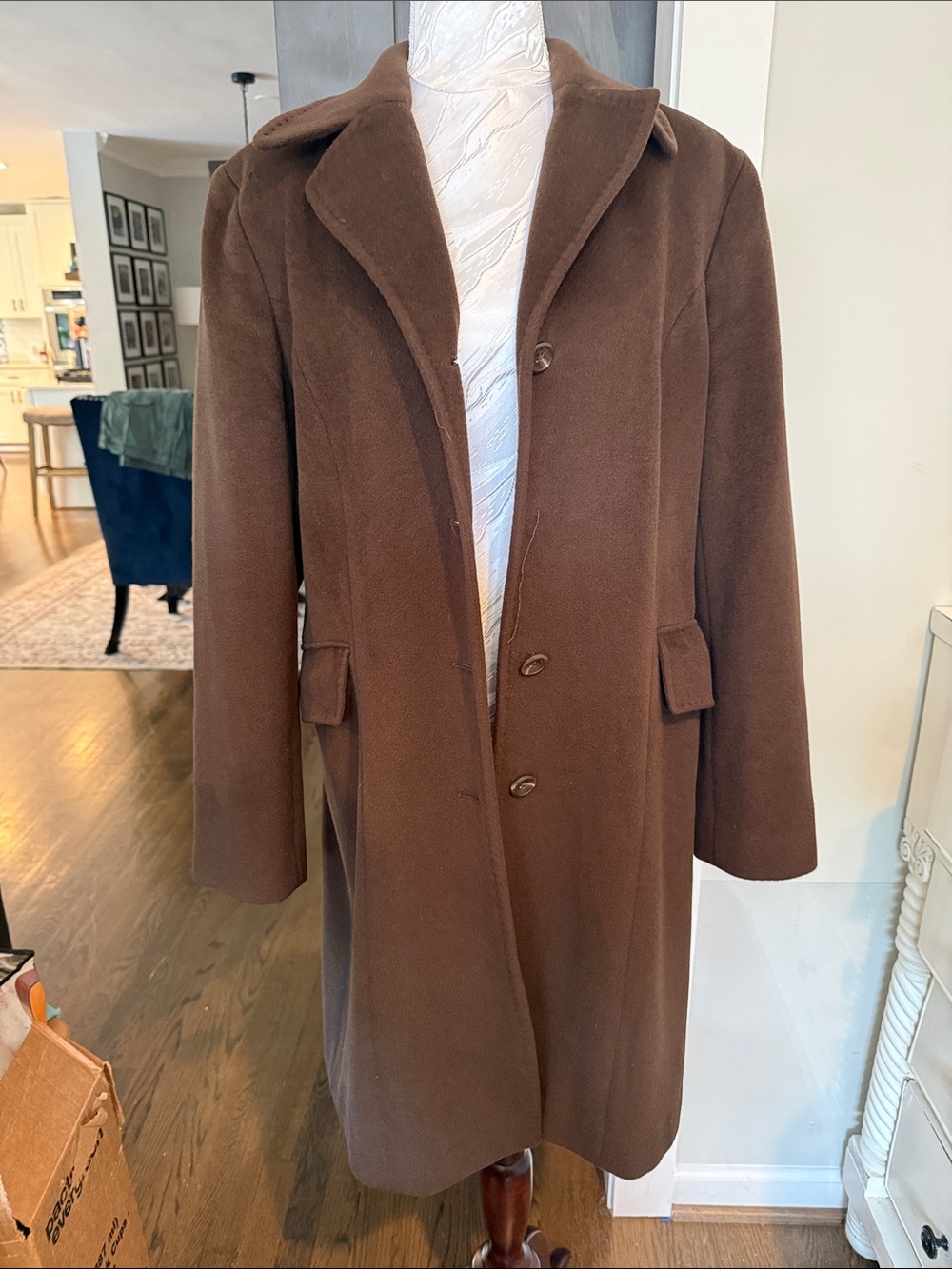 Vintage Calvin Klein Women’s Brown Wool Pea Coat